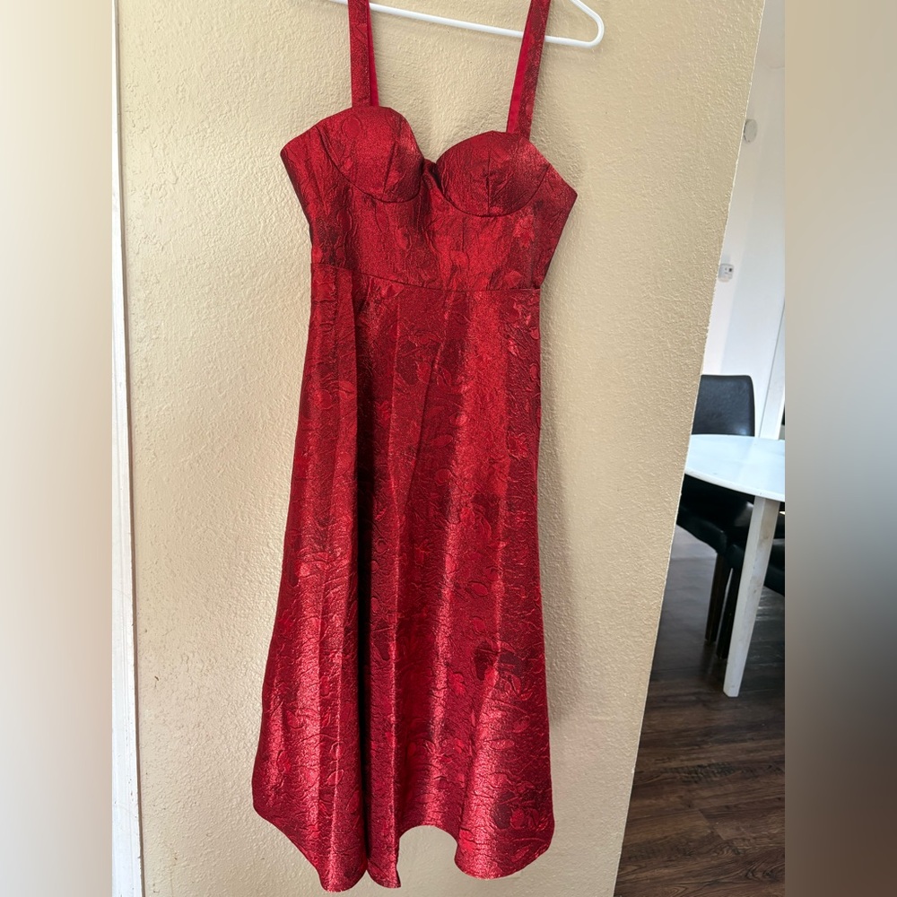 SHEIN Strapless Red Dress